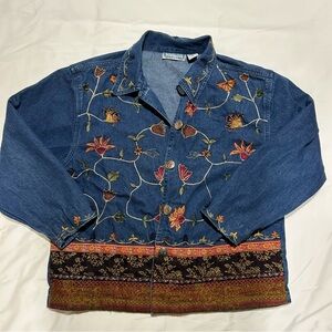 Sara Studio Blue Denim Jacket with Embroidery